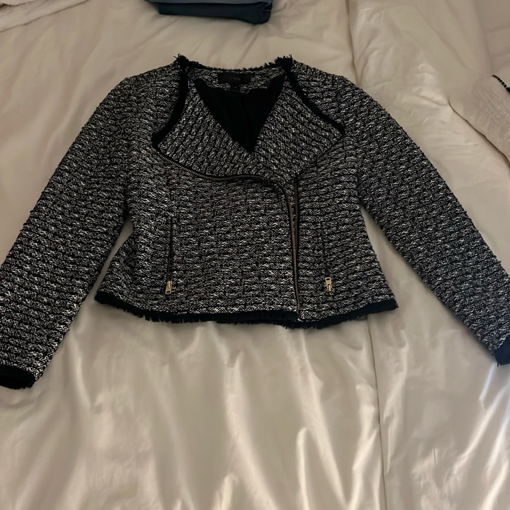 J. Crew Black and White Tweed Blazer